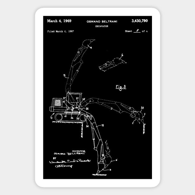 Excavator Patent / Excavator operator gift idea Sticker by Anodyle